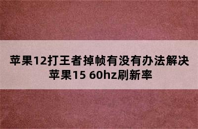 苹果12打王者掉帧有没有办法解决 苹果15 60hz刷新率